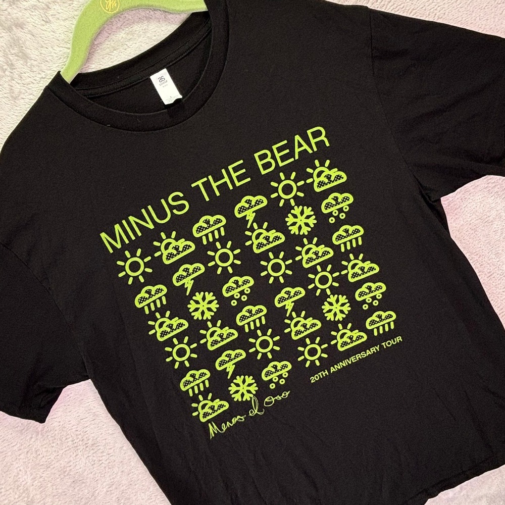 Minus The Bear Mens T-Shirt Large Black Menos el Oso 20th Anniversary Tour Tee
